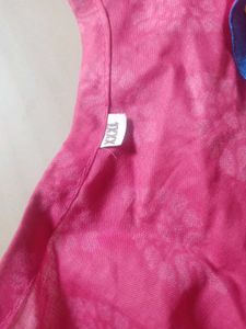 Vibrant Pink Kurta with Yellow &amp; Blue Accents