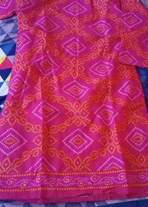 New Bandhani Pink Xxl Kurti