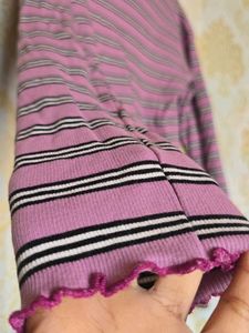 Striped Cropped Long Sleeve Top
