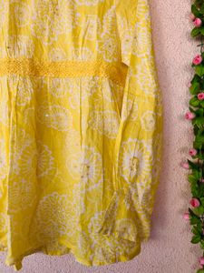 Vibrant Yellow Floral Print Kurta