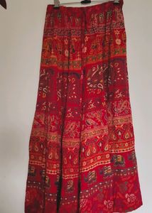 Bohemian Red Elephant Print Maxi Skirt