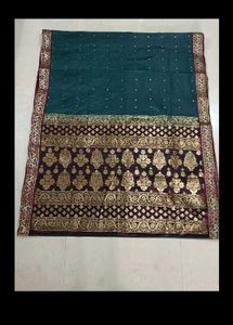 Bottle green saree