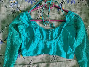 Emerald Green Lace Sleeve Blouse✨