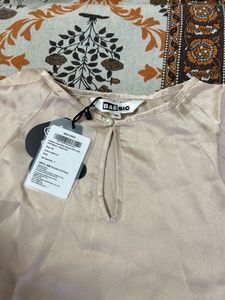 Elegant Beige Satin Blouse