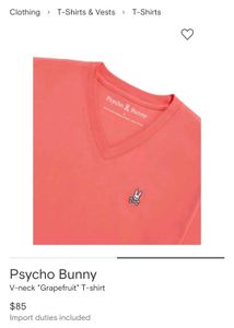 🐰💸Psycho Bunny V-Neck T-Shirt Peach