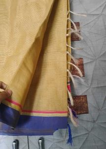 Elegant Yellow Saree with Blue Border