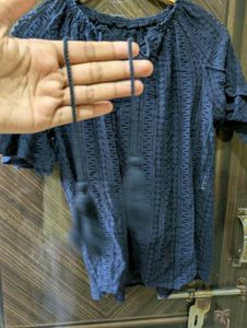Navy Blue Lace Top