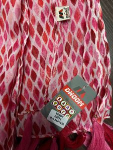 Pink Diamond Print scarf with Tassels