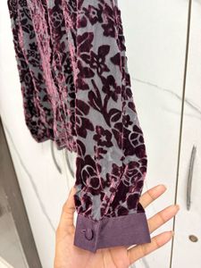 Velvet Floral Button-Up Shirt