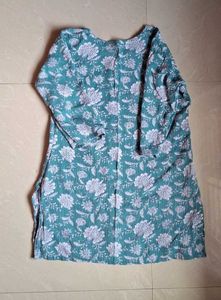 Blue Floral Print Short Kurti | Size M