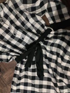 Checkered Dress with Black Belt