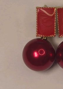 Red Pearl Drop Earrings