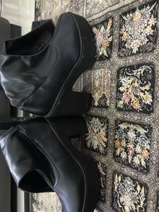 Black Faux Leather Platform Boots