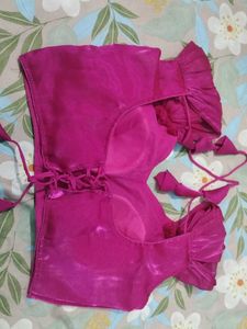 Vibrant Pink Ruffled Sleeve Blouse