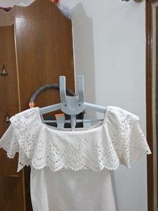 Chic Off-Shoulder Eyelet Top