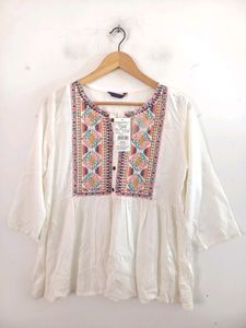 White Embroidered Top (Women's)