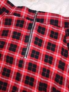 Red Plaid Mini Skirt