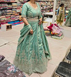 Exquisite Teal Embroidered Lehenga Choli Set