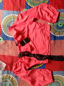 Red Ruffle One-Shoulder Top
