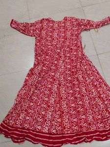 Red Printed Anarkali Kurta