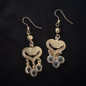 Gold Heart Drop Earrings