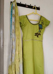 Lime Green Embroidered Kurta Set