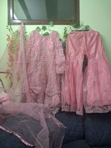 Elegant Pink Embellished Kurta Set with Dupatta