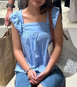 Blue Ruffle Top