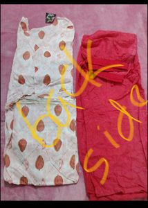 New White Kurta And Red Bottom- Discount Sale