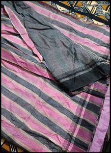 Pink and Grey Striped Saree