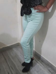 American Sea Green Colour Jeans Stretchable