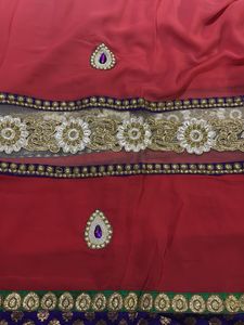 Beautiful Embroidered Red Saree