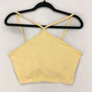 Y2k Yellow Halter Neck Crop Top