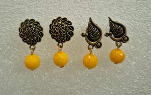 Boho Dangle Earrings with Yellow Beads - Unused