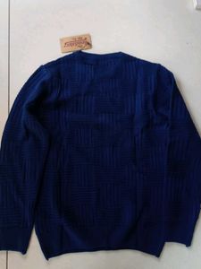 Stylish Blue Textured Knit Sweater