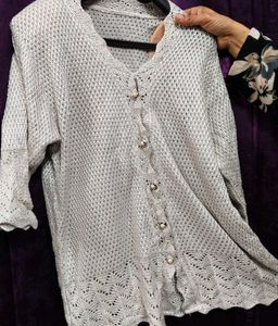 Pretty Off white Silverish Cardigan
