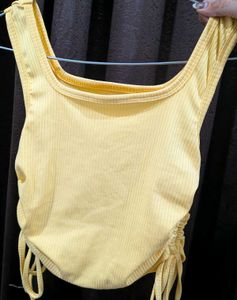 Yellow Ruched Tank Top