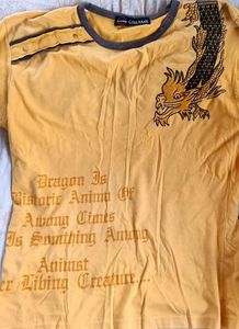 Men's Yellow Dragon Print T-Shirt