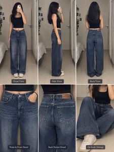 Trendy Wide Leg Blue Denim Jeans