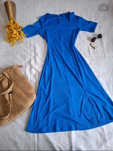 Vibrant Blue Midi Dress