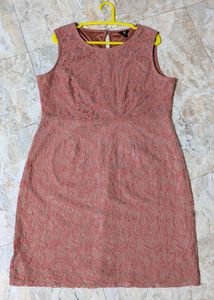 Rust colour Lace A-Line Dress❤️