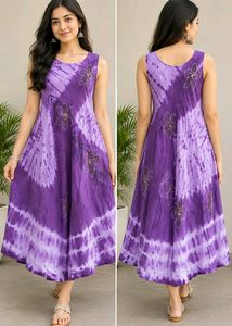 Tie-Dye Floral Sleeveless Dress(XL)