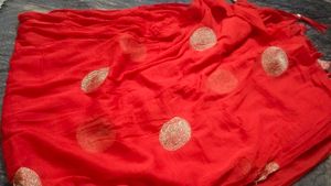 Beautiful Floral Saree with Red Dupatta