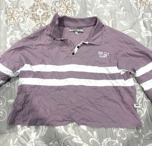 Purple Striped Polo T-Shirt