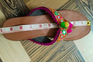 Embroidered Mirror Detail Sandals
