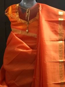 1-TimeUsed GreyLehngaWthOrangeBorder+Blouse+Dupat