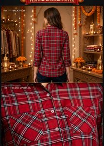 Red Plaid Button-Up Shirt