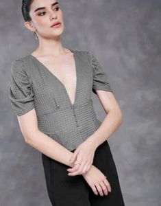 Shein Chic Gray Peplum Top