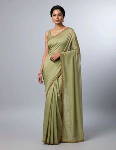 Elegant Olive Green Saree with Border
