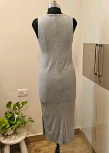 Grey Sleeveless Midi Dress